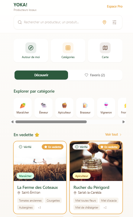 YOKA! - Écran d'accueil de l'application